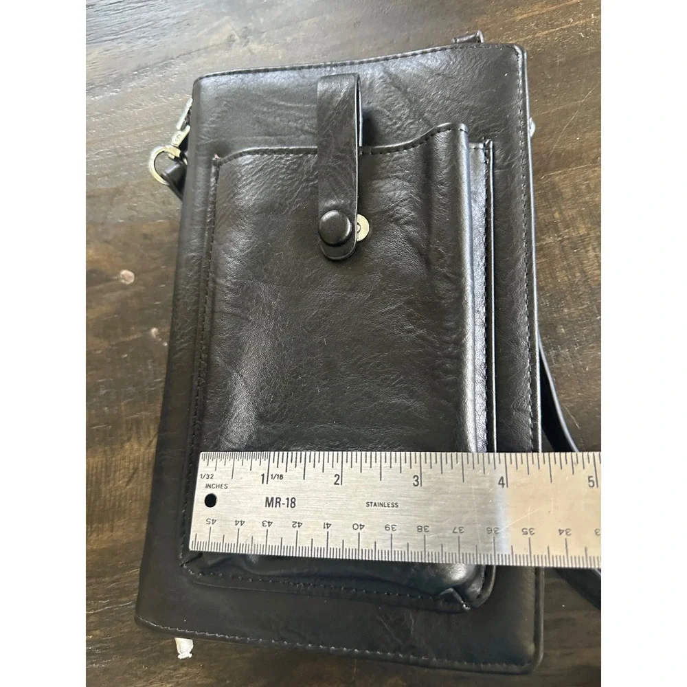 Espe Black Vegan Leather RFID Crossbody Phone Bag Wallet Purse NWOT